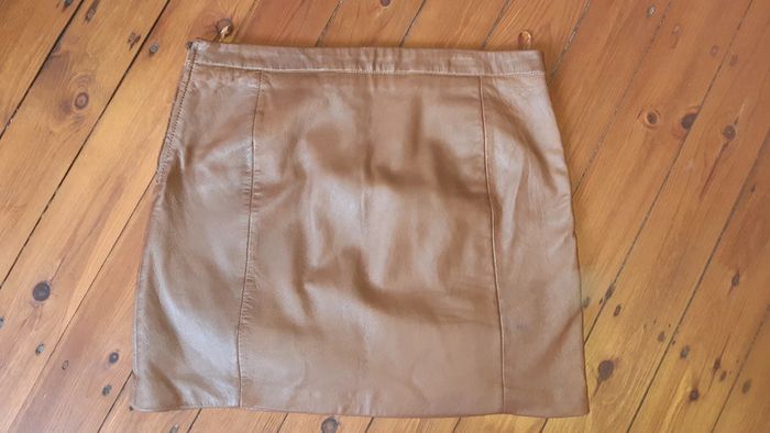 Jupe cuir véritable marron promod neuve - photo numéro 2