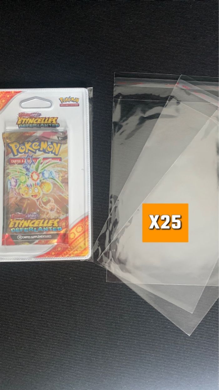 25 protections pour booster pokemon sous blister plastique