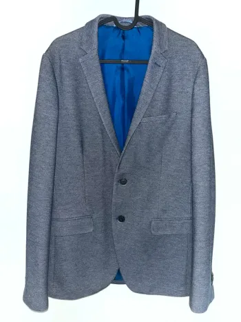 Veste blazer homme bureau mariage cérémonie bleu gris chiné