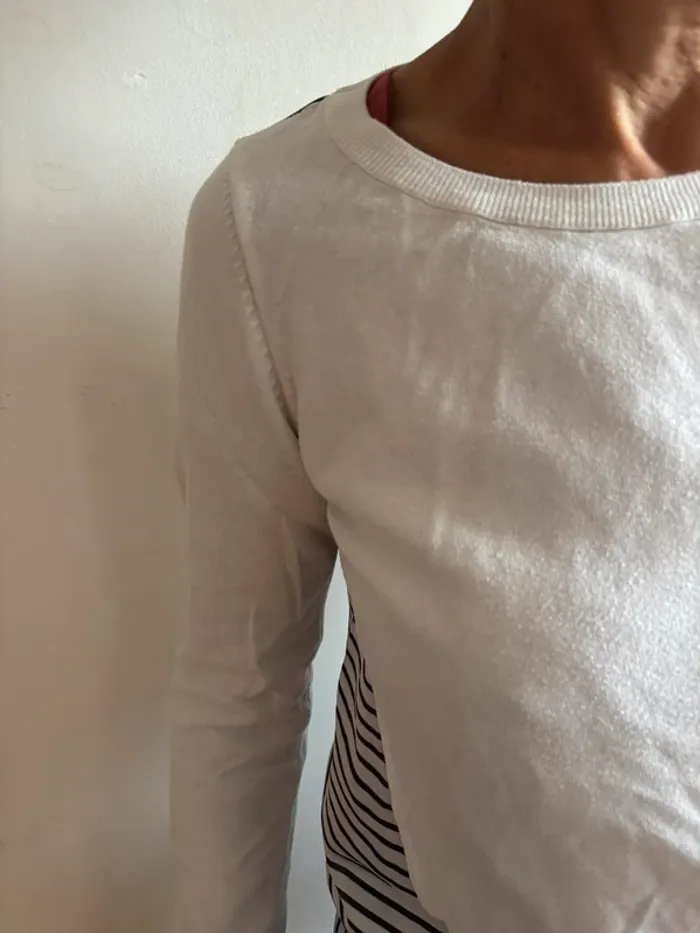 pull blanc promod détail dans le dos taille M - photo numéro 3