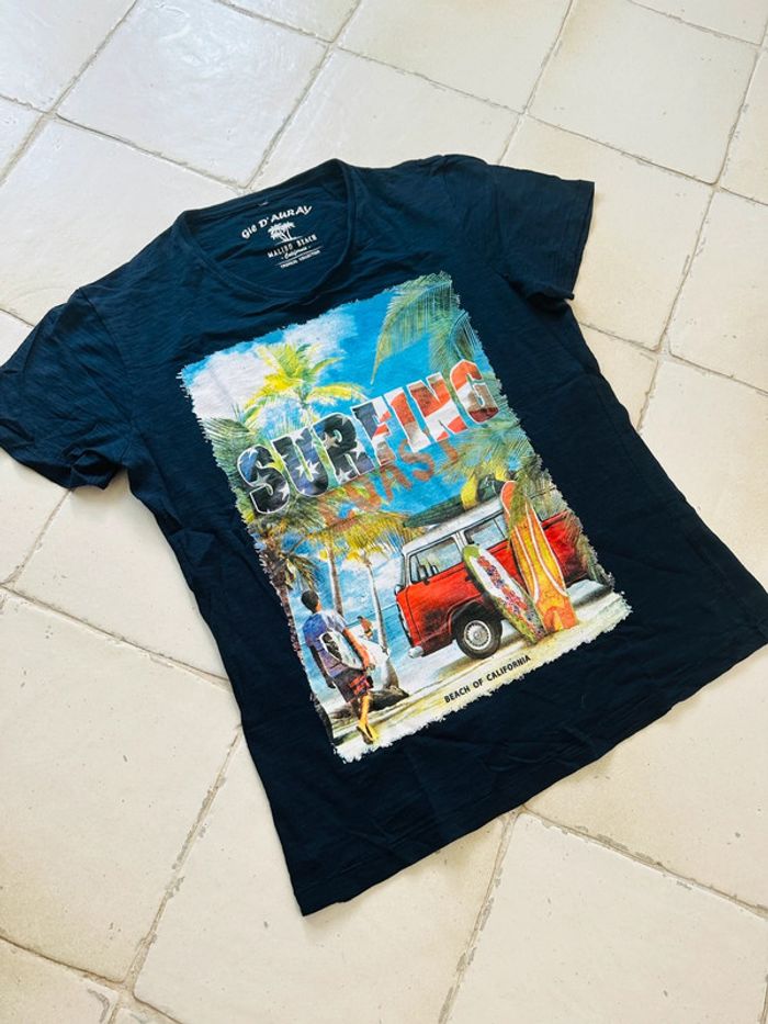 T-shirt manches courtes noir à motifs imprimés - photo numéro 4