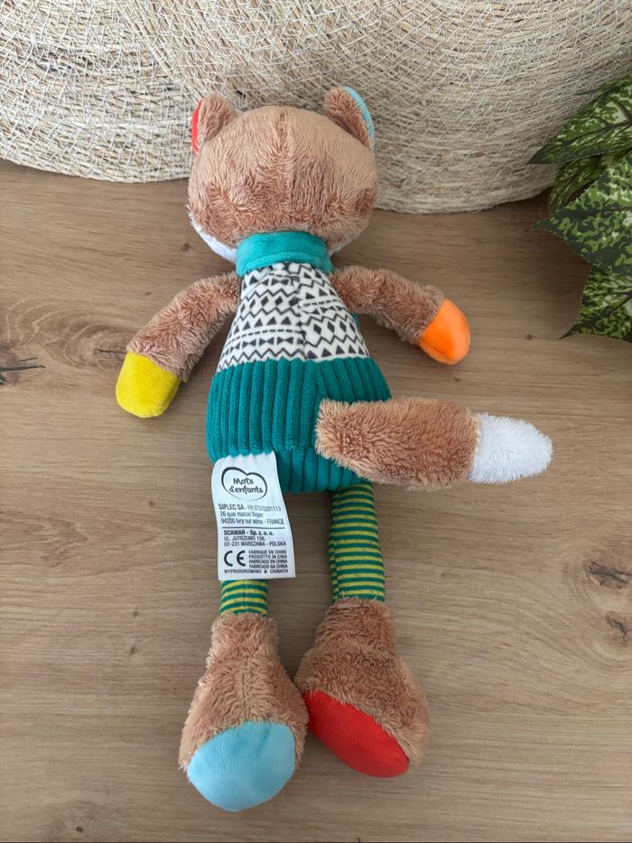 Doudou renard marron vert longues jambes mots d enfants - photo numéro 3