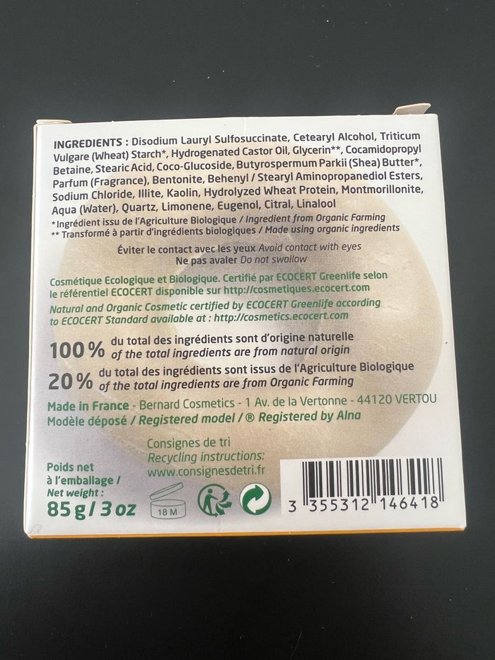 Shampoing solide cheveux normaux Secrets de Provence Bio - photo numéro 3