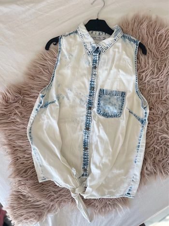 Blouse chemise nouée en jean délavé taille 38 gemo