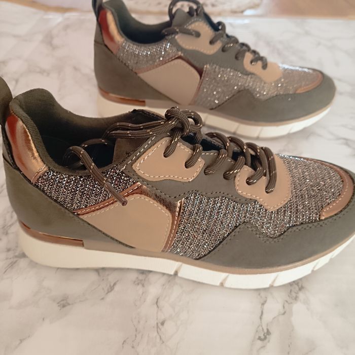 Texto baskets vert kaki cuivré irisé pointure 36 - photo numéro 4