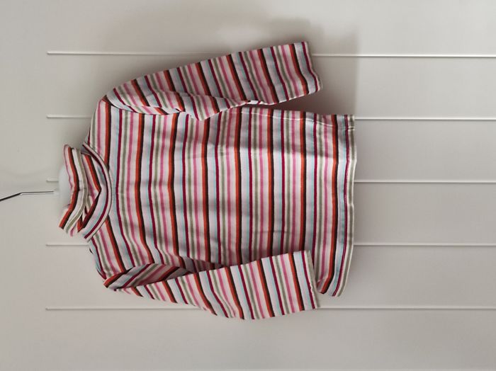 Sous-pull bébé fille 12 mois – rayé blanc et multicolore - photo numéro 2