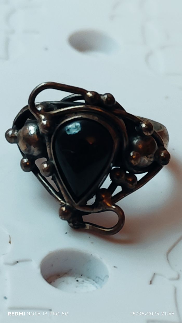 Bague vintage en bronze et ambre - photo numéro 5