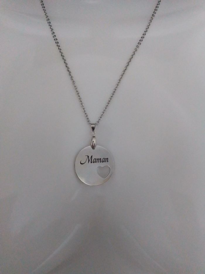 Collier argenté maman et pierre de lune - photo numéro 2