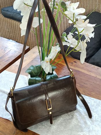 Sac bandoulière similicuir marron tendance