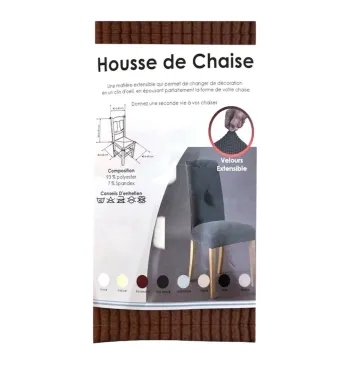 Housse de chaise en velours extensible Marron Neuf