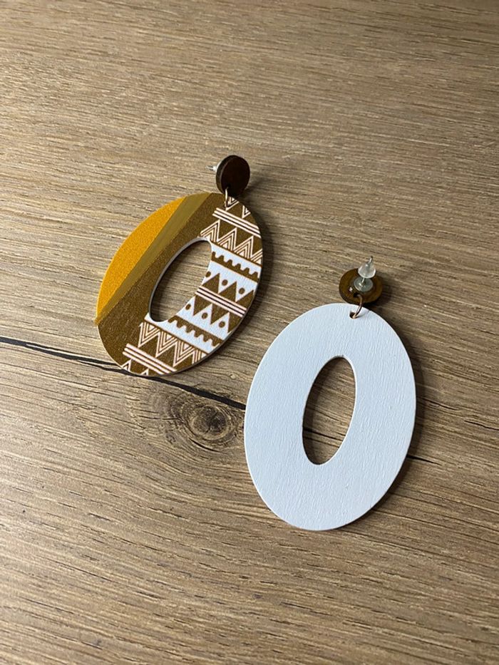 Boucles d oreilles bois bohème chic - photo numéro 5