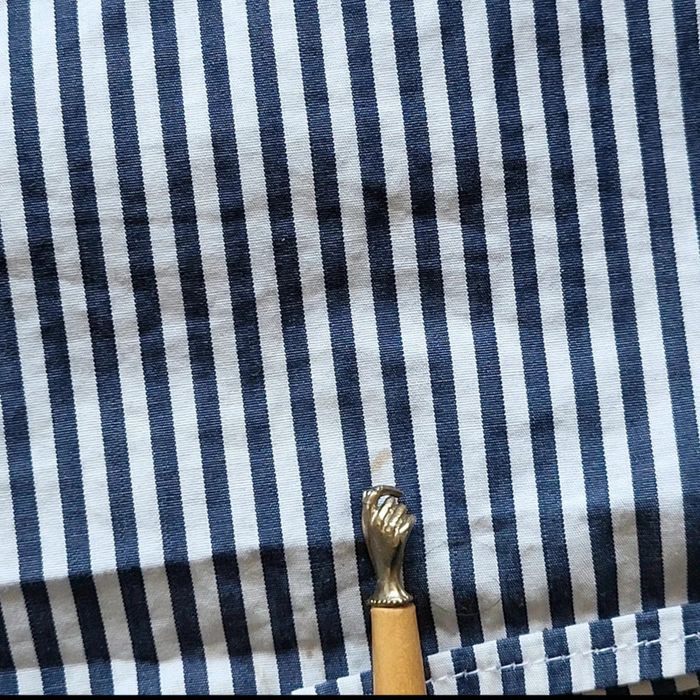 Chemise Balmain à rayures bleu marine – Taille 5/44 L – manches longues – logo brodé - photo numéro 10