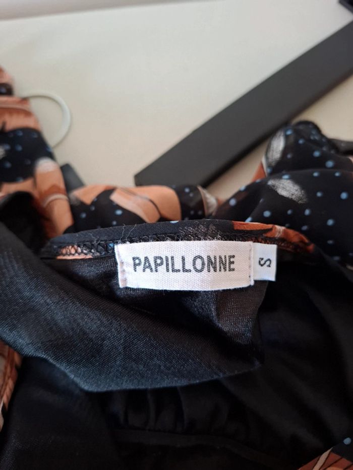 Robe longue noire asymétrique à motifs Papillone taille S 36 - photo numéro 11