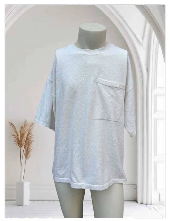 T-shirt Zara blanc style éponge - Taille XL