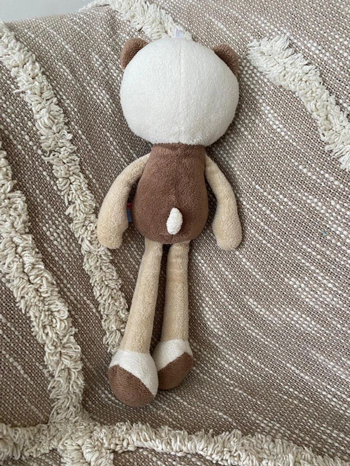 Peluche doudou 28cm sucre d’orge ours blanc beige marron très bon état - photo numéro 4