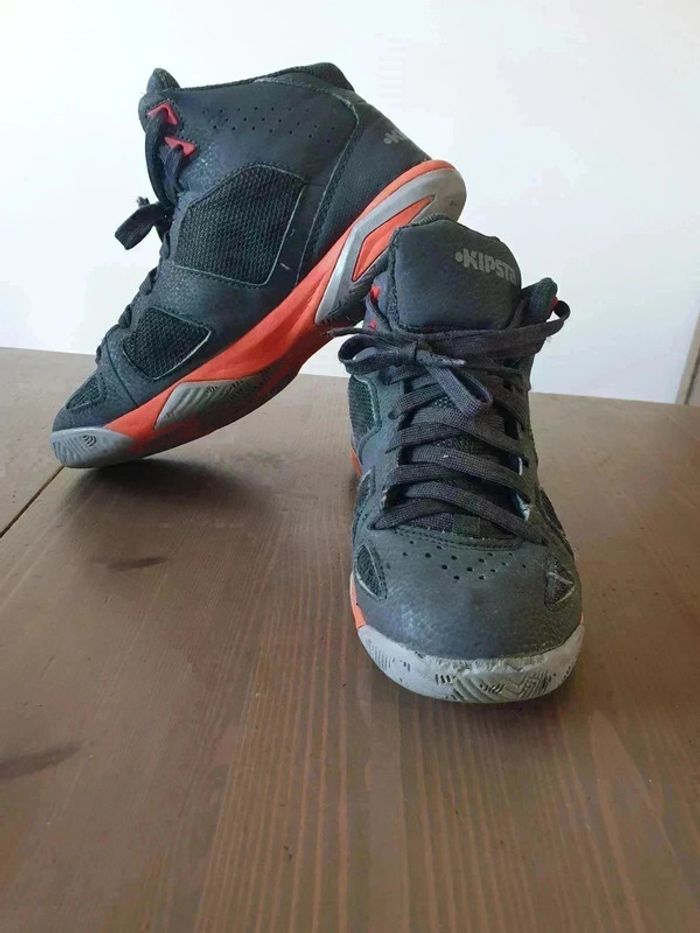 Baskets montantes Kipsta 37 gris et orange decathlon