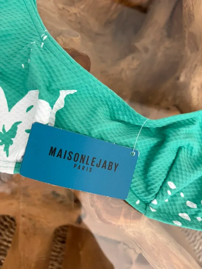 Haut de maillot de bain Maison Lejaby vert blanc 85C - photo numéro 3