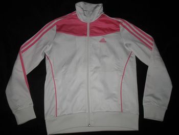 VESTE DE JOGGING BLANCHE ET ROSE FILLE "ADIDAS" - 14 ANS - n°01