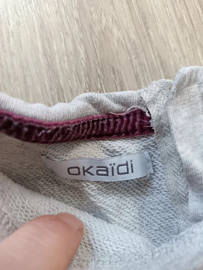 Lot 2 pulls sweat manches courtes fille 4 ans Okaïdi rose gris moustache - photo numéro 4