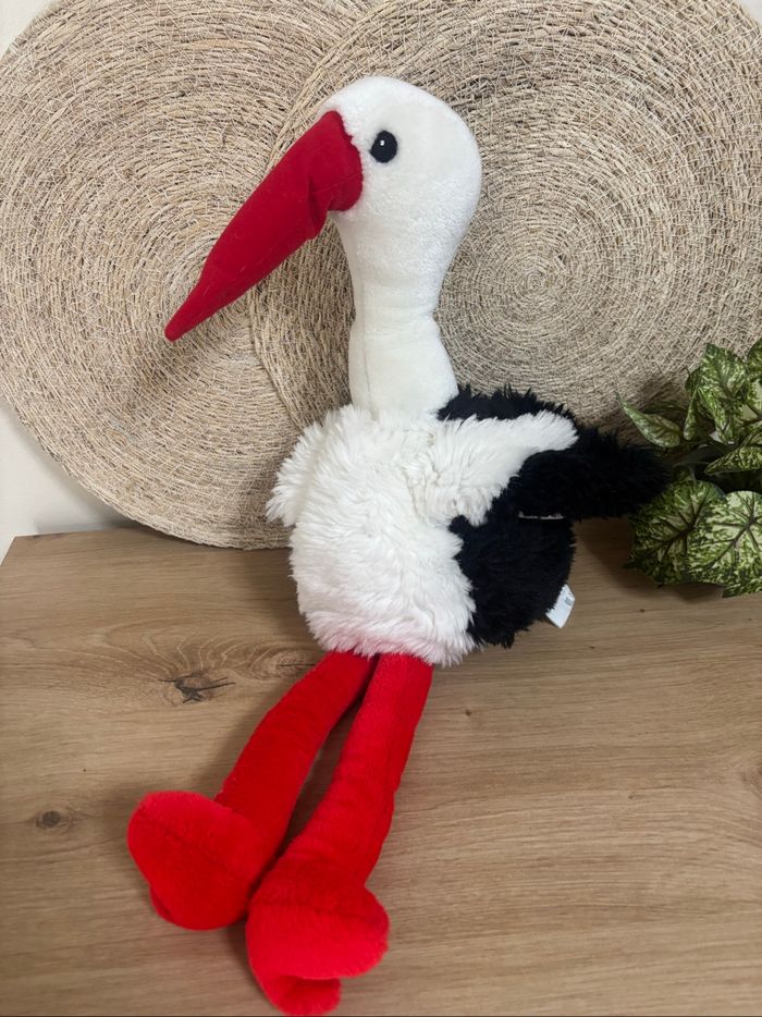 Doudou marionnette cigogne rouge blanc noir titta ikea