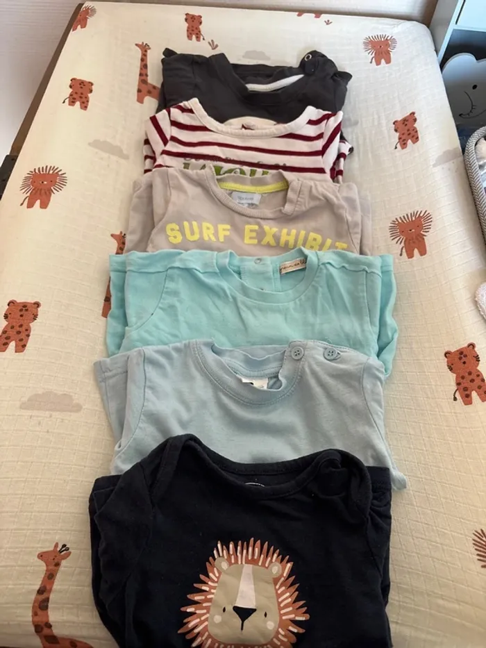 Lot tee shirt manche longue et manche courte 6 mois