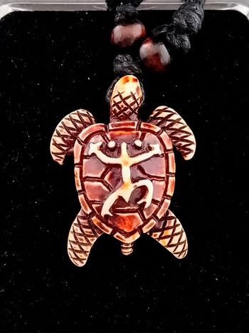 Collier corde réglable, pendentif tortue