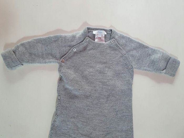 Ensemble combinaison fille jacadi 6 mois gris en laine - photo numéro 2