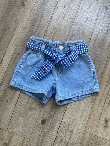 Short en jeans vichy mango bleu 2/3 ans