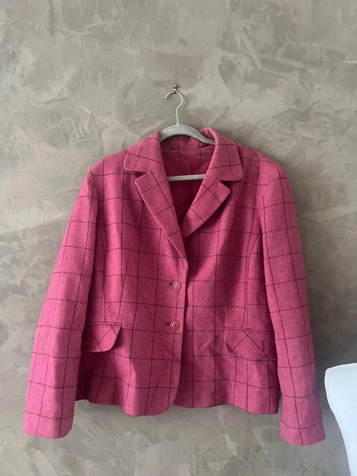 Blazer rose à carreaux - photo numéro 2