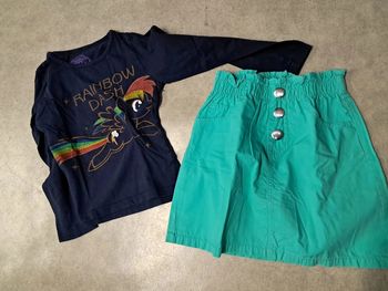 ensemble tee shirt manches longues + jupe fille 5 ans