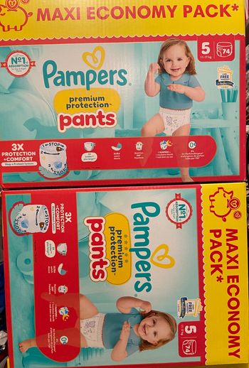 2 cartons de couches Pampers pants taille 5