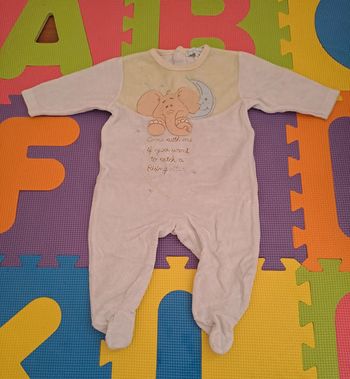 Pyjama grenouillère 1 pièce bleu vert éléphant lune, petit kimbaloo, taille 3 mois (62 cm)