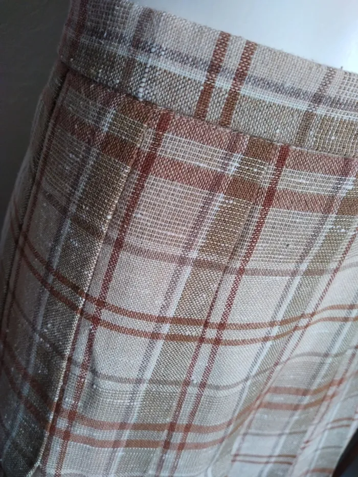 Jupe skirt falda vintage beige écossais tartan plissée - photo numéro 4