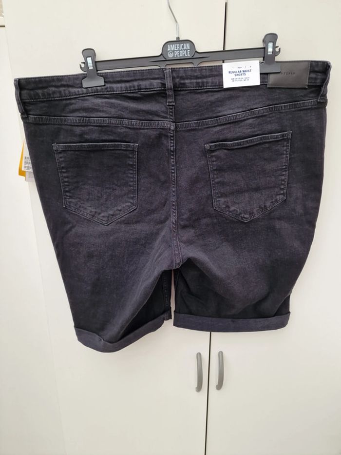 Short En Jeans Délavé Noir - photo numéro 4