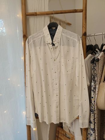 Chemise blanche à motifs manches longues taille L
