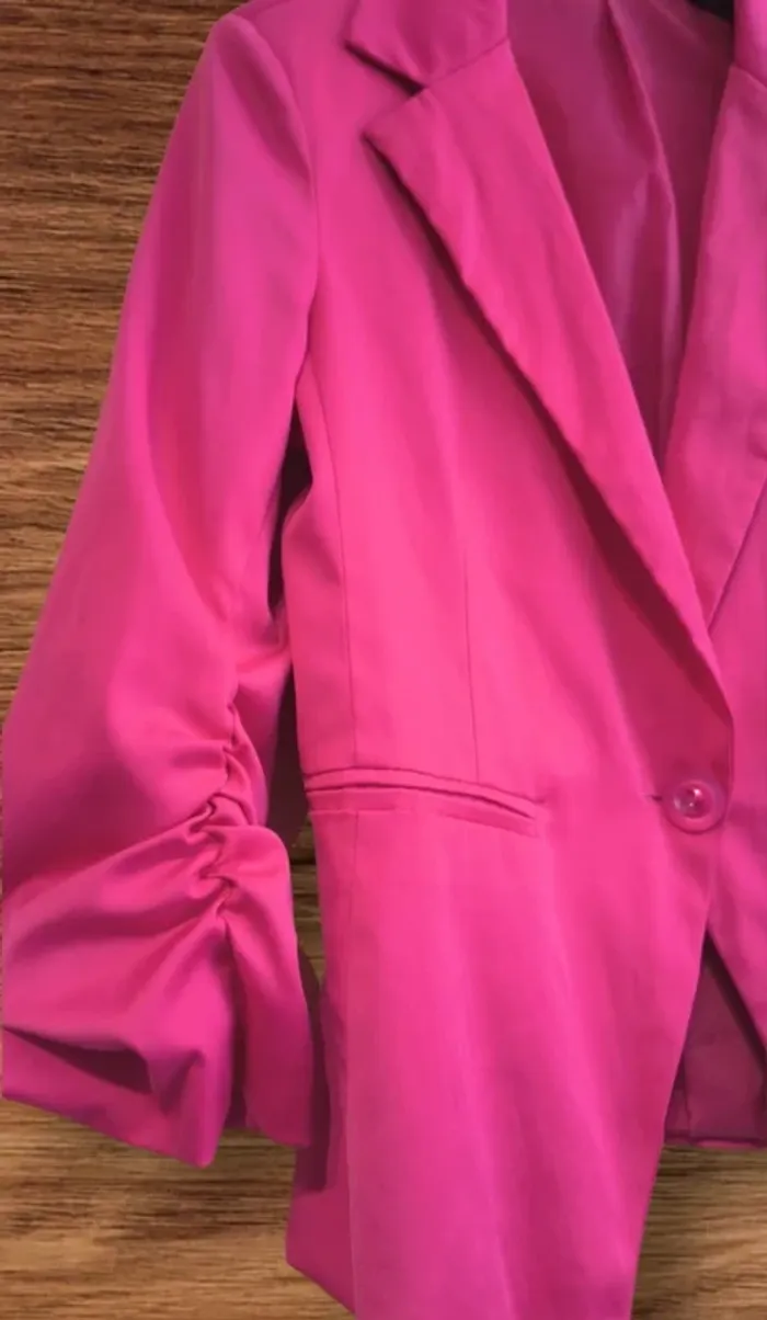 💗 Blazer rose froncé aux manches – Taille XS/S - photo numéro 3