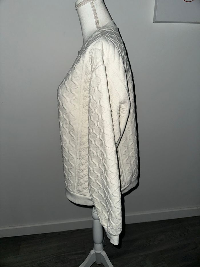Sweatshirt oversize mailles torsades blanc Zara T36 S - photo numéro 2