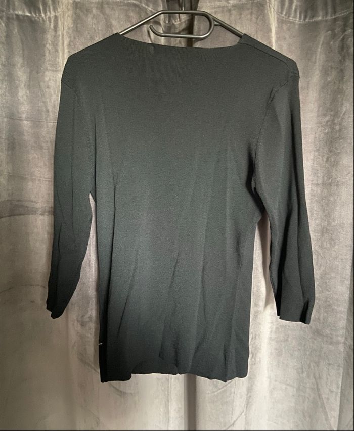 T-shirt en col V manches 3/4 avec strass - photo numéro 5