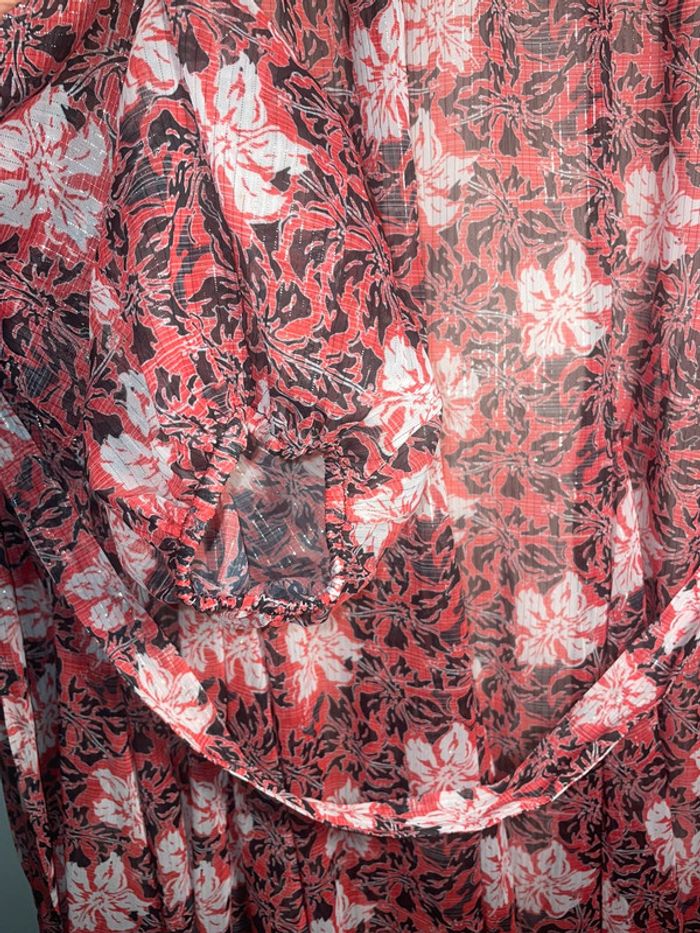 Robe Maje imprimé fleurs rouge - photo numéro 6