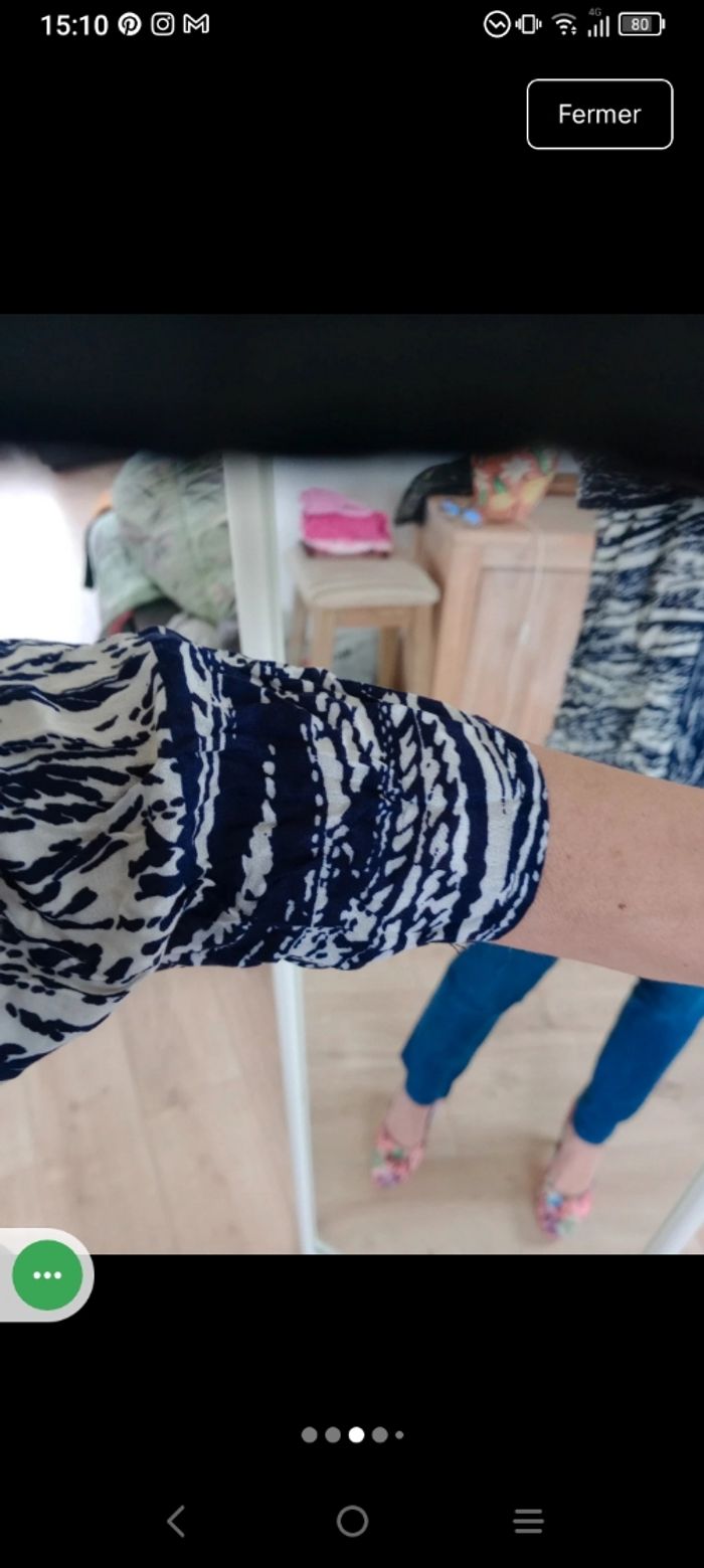 Tunique fluide 48 motifs bleu et blanc c78 - photo numéro 3