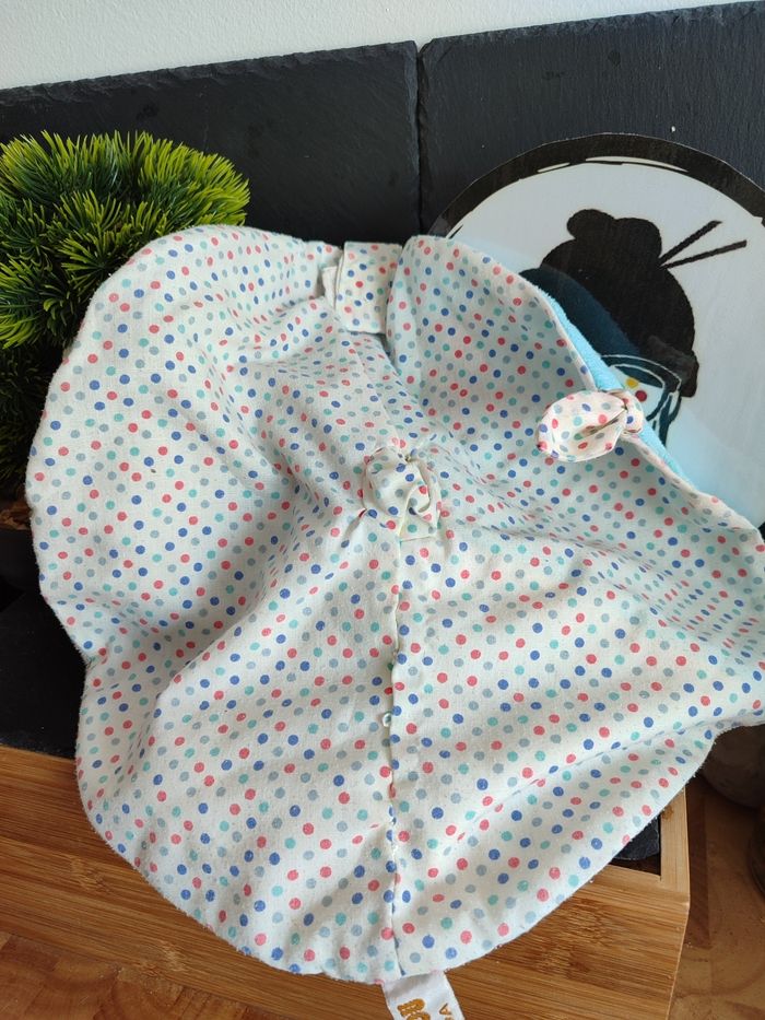 doudou rond rodadou beige bleu pois cerf volant gris blanc Noeud Blanc Crème 289 - photo numéro 2