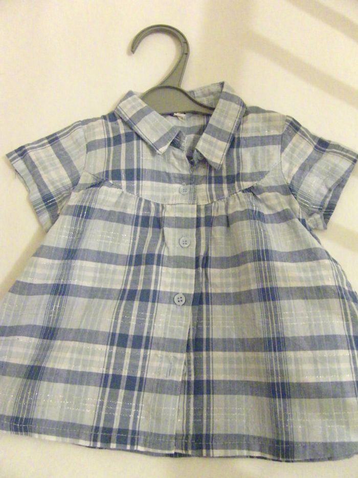 Chemisette légére à carreaux fille 6 mois - photo numéro 2