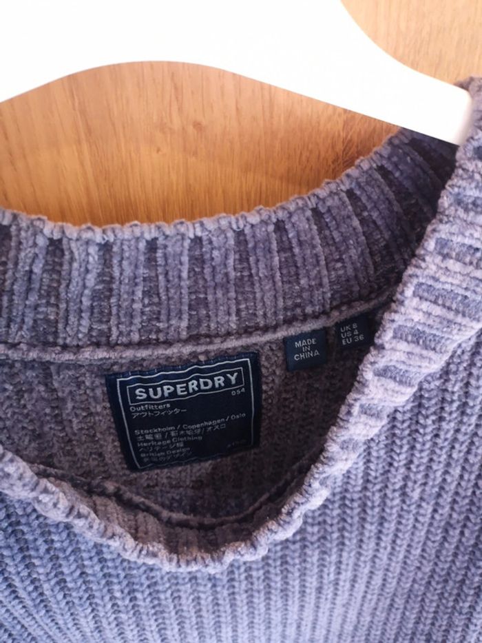Pull d'hiver chaud Superdry Xs en bleu matière douce - photo numéro 5
