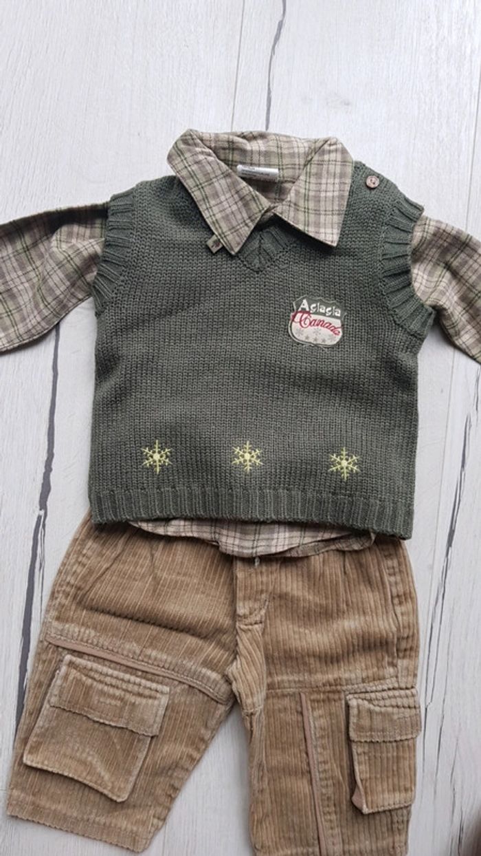 Ensemble 3 pièces garçon 6mois Tim pouce - photo numéro 2