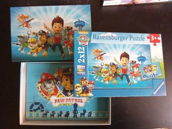 Boîte contenant 2 puzzles garçon la pat patrouille, ravensburger, dès 3 ans, 2x 12 morceaux