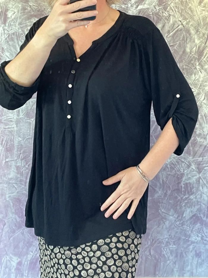 Superbe blouse noire fluide manches 3/4 2XL - photo numéro 2