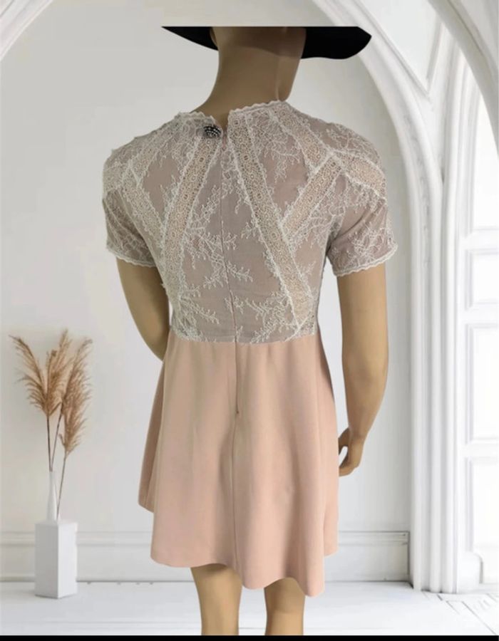 Robe The Kooples neuve XS rose pâle dentelle blanche - photo numéro 7