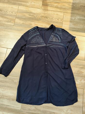Robe chemise bleu longueur 86 cm Nitya Taille 40/42