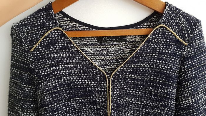 Robe Automne Hiver Manches 3/4  Bleu fils doré et Ceinture  Taille S - photo numéro 4