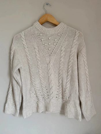 Pull Zara écru torsadé